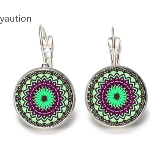 Hot! Classic Lotus Mandala Jewelry Earring Nail Henna Om Symbol Zen Buddhism Retro Handmade Yoga Pending for Mom Gift