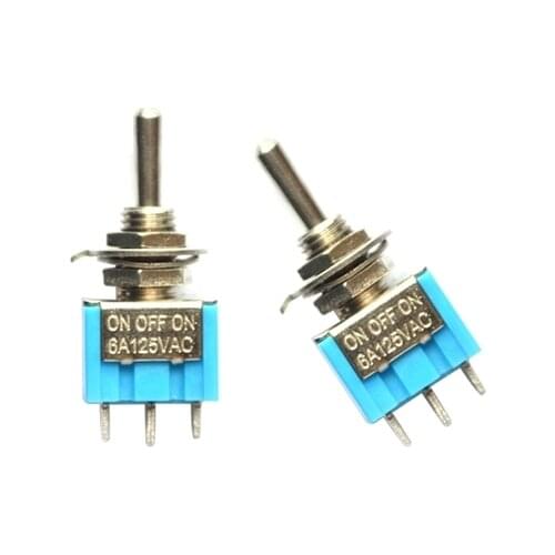 10pcs/lot Small Toggle Switch MTS-103 3-pin 3-speed single-joint three-throw shaking head toggle switch without nut