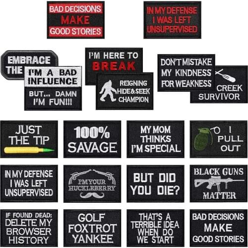 Fashionable and High-quality Black English Alphabet Embroidery Velcro DIY Clothing Patch Hole Decoration Accessories