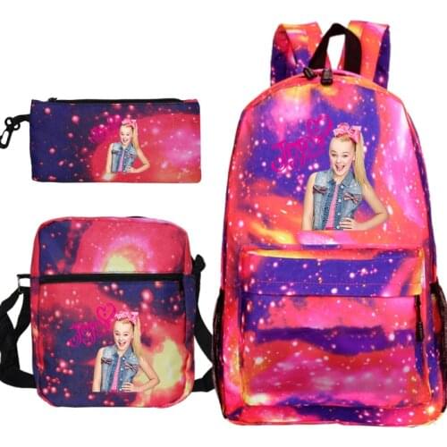 3 Pcs Set Jojo Siwa Backpack Kawaii Girls Schoolbag Bookbags Women Laptop Rucksack Travel Knapsack for Teenage Boys Shoulder Bag