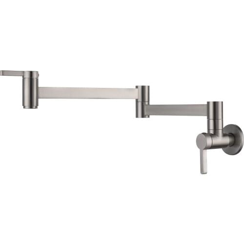 NEW NICKEL Solid Brass Wall Mounted Pot Filler Kitchen Faucet Dual Handles Double Joint Spout Kitchen Faucet Cold water