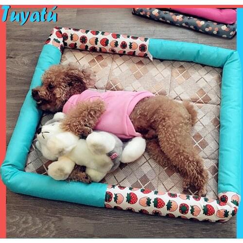 Summer Cooling Small Dog Bed Bamboo Pet Dog Bed for Small Medium Dogs Sofa Cat Beds House Dogs Accessories Mat Blanket Chihuahua