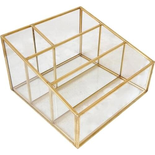 Makeup Organizer Glass Brush Holder Cosmetic Storage Vanity Decoration Jewelry Box Make Up Brushes Case