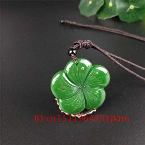 Gifts Jadeite Charm Fashion Jewelry Necklace Amulet Chinese Hand Natural Green for Flower Women Men Jade Pendant Carved