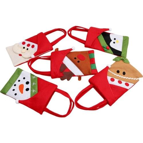 Gifts Bags Christmas Candy Favor Packaging for Kids Cute Deign Non Woven Fabric Bags For Biscuits Cake Bag Xmas Party Supplies
