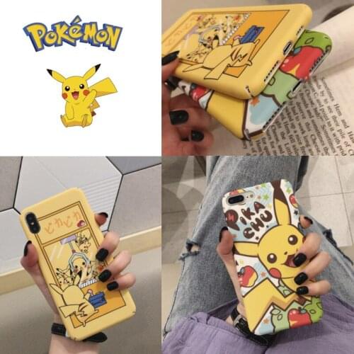 New Pokemon Pikachu Couple Cartoon Mobile Phone Case Shockproof and Drop-proof PC Hard Case for IPhone 7 8Plus Xr 11 12 Promax