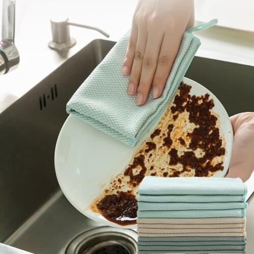 10pcs No Traces Microfiber Cloth Fish Scale Rag Scrubbing Cloth Set for Cleaning Mirrors Glass Dish Screens Household SDF-SHIP