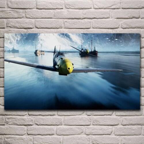 WwII airplane Bf109 air battle artwork living room home wall art decor wood frame fabric poster KL084