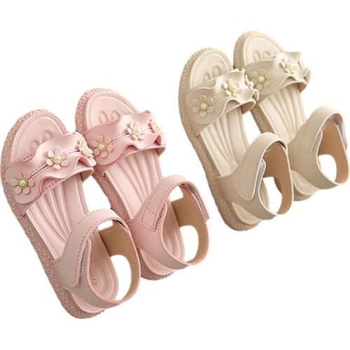 2021 Infant Summer Baby Girls Sandals Toddlers Sweet Style Flower Decoration Soft Sole Princess Shoes Non-slip Prewalker
