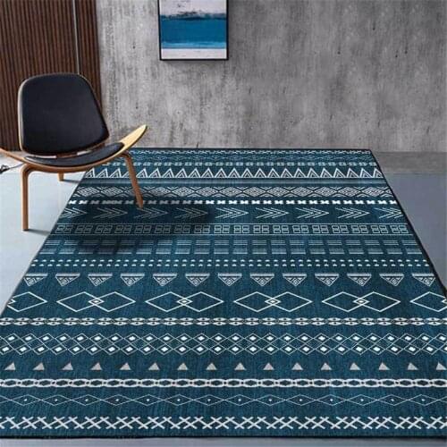 Blue Boho Carpet Rug Living Room Fresh Ethnic Style Geometric Patterns Rugs Simple Area Rug For Bedroom Kitchen Floor Mat