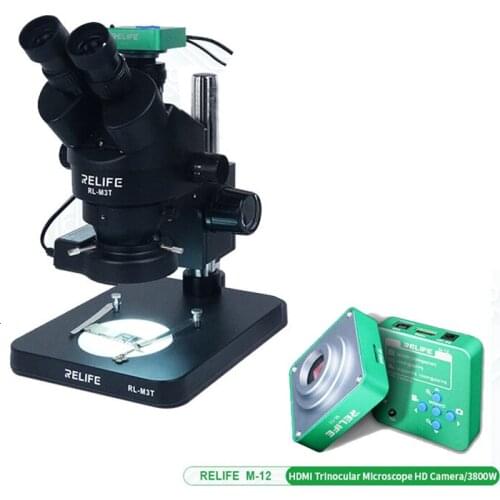 Stereophonic microscope 0.7-4.5x of the continuous tinnitus of trinocular reife with camera for the RL-M3 electronic device of