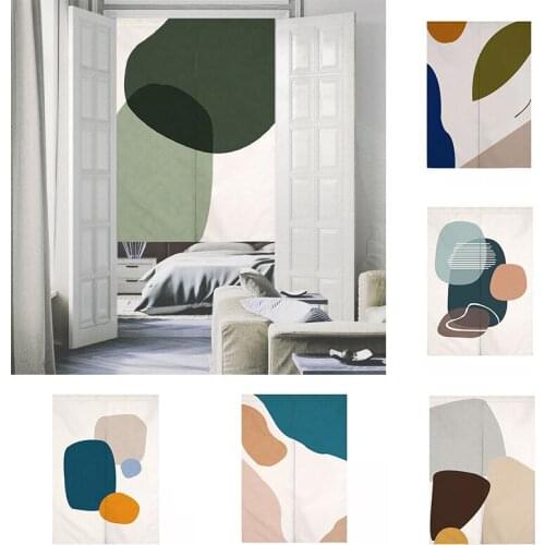 Morandi Cloth Door Curtain Kitchen Blackout Curtain Bathroom Geomantic Partition Curtain Half Panel Curtain Home Decoration
