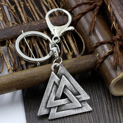Viking Celtic Valknut Odin 's Symbol of Norse Viking Warriors Mens Pewter Keychain