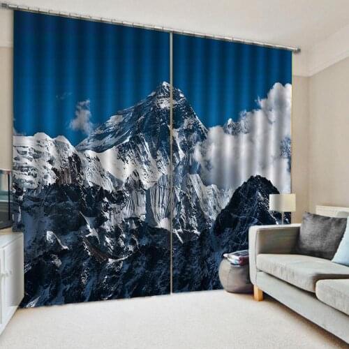 Photo 3D Curtains for Living Room Window Snow mountain scenery Modern Home Decoration Blackout 3D Curtain stereoscopic lifelike