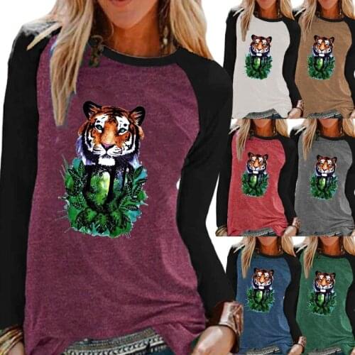 2021 Autumn and Winter Women Fashion Printing Graphic Tee Long Sleeve Round Neck Pullover Loose Shirt Casual T-shirt Tops