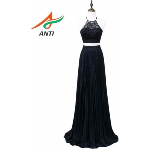 ANTI 2018 Prom Dress Custom Vestidos De Festa Vintage And Elegant Pearl Sleeveless Strapless Chiffon A-Line Skirt HQY6381