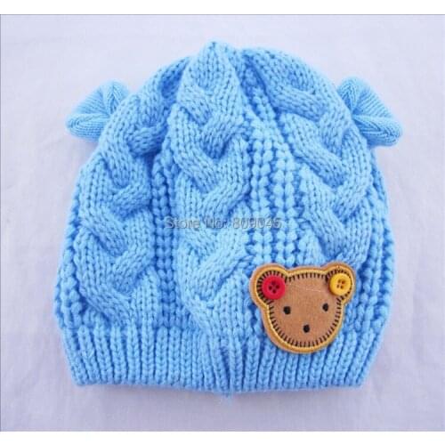 Winter warm knitted hats for boy/girl/kits hats infants caps for chilldren Ear protection five-pointed star cap 2pcs/lots MC02