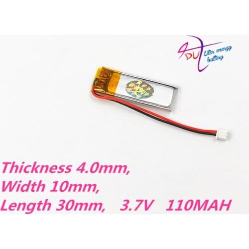 10 pcs 3.7V 110mAh 401030 Lithium Polymer LiPo Rechargeable Battery JST 1.25mm 2pin For Mp3 GPS PSP bluetooth Headphone Headset