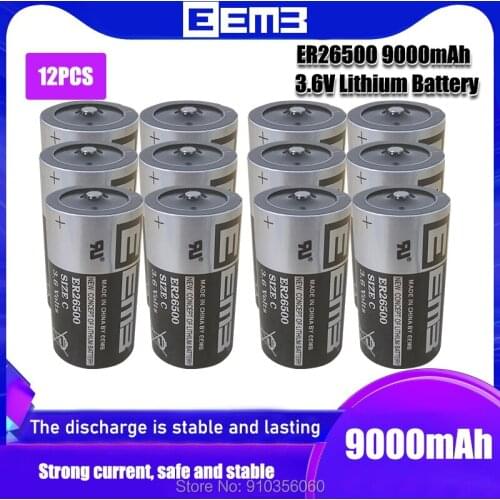 12pcs/lot New Original EEMB 3.6V ER26500 lithium Battery 9000mAh capacity for smart card meter