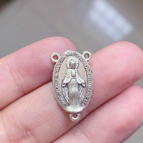 18pcs Catholic vintage Virgin Mary Charms Pendants Accessories, Tibetan Silver Color For Diy Handmade Jewelry Makeing Crafts