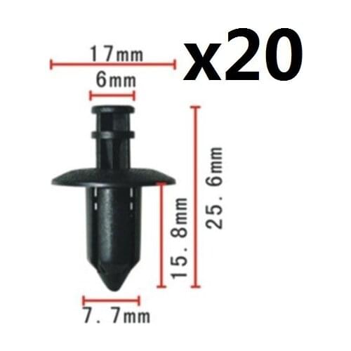 20 Pcs Nylon Fastener Push-Type Cowl Retainer Clip For Honda Acura (18x16x8mm) 91505-SL0-003