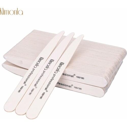 200Pcs/Set Nail File 100/180 Sandpaper White Wooden Buffer Sanding Block Nails Art Knife Shape Pedicure Beauty Tools Supplier