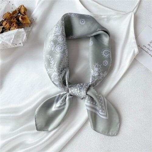 2021 Satin Silk Shawl Square Scarf For Women Headband Foulard Hijab Print Headscarf Elegant Neckerchief Female Bandana Hair Wrap