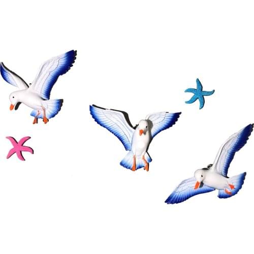 3 Piece Creative Seagull Bird Wall Decoration Living Room Porch TV Background Wall Pendant Laser Cube Engraver Home Decor