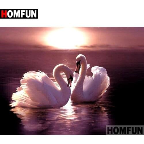 HOMFUN 5D DIY Diamond Painting Full Square/Round Drill "White Swan" 3D Embroidery Cross Stitch gift Home Decor A01731