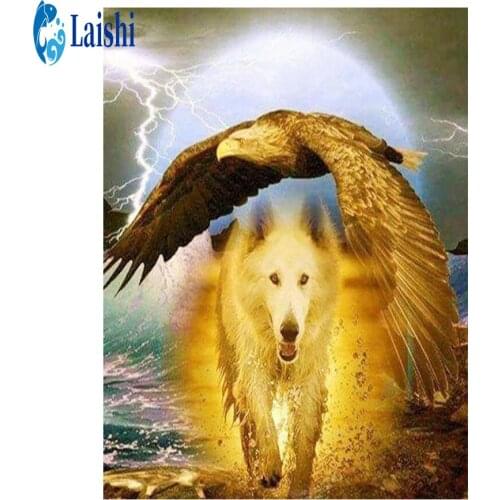 New 5D Crystal Diamond Painting Abstract eagle and wolf DIY Round Diamond Embroidery Home Decoration Christmas Gift Pictures