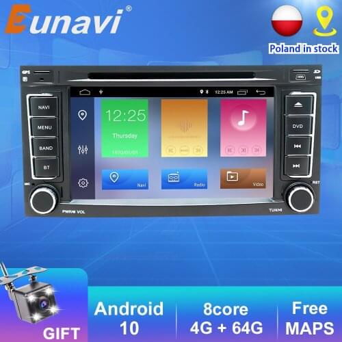 Eunavi 2 Din Android 10 Car DVD Player GPS For VW/Volkswagen/Touareg/Transporter T5 2004-2011 Car Multimedia Radio 8 Core DSP BT