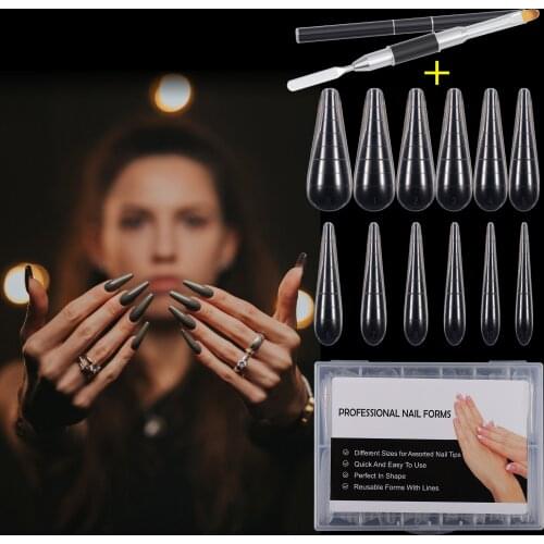 120pcs Upper Forms For Nails Dual Forms French False Tips System Extension UV Poly Nail GEL Acrylic Decoration Art Mold Form