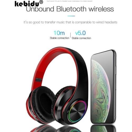 Wireless Headphone LED Light Noise Cancelling Headphone Bluetooth 5.0 with Microphone Foldable Headphone HiFi Bass Headphone
