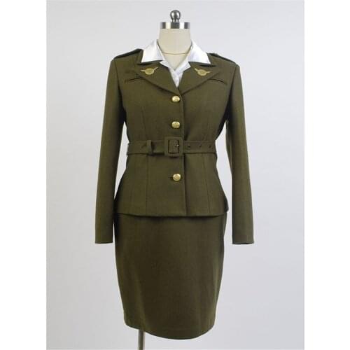 Fast shipping Captain cosplay America Carter Costume Uniform dress Women autumn winter clothes coat Halloween Christmas gift