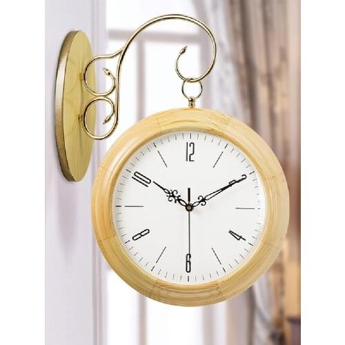 Creative Wall Clock Modern Design Living Room Wood Minimalist Wall Clock Double Sided Mecanismo Reloj Pared Home Decor DG50WC