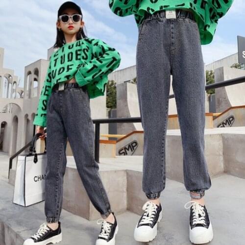 Teenage Denim Pants Girls Jeans 2021New Spring and Autumn Childrens Trousers Fashion Wild Casual Loose Children Jeans