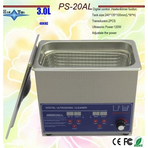 Hot sell globe PS-20AL Adjustable power 50-120W digiatl heated and timer Ultrasonic Cleaner 3L with free basket