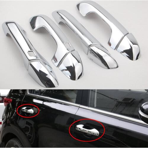 Chrome ABS Car Smart Key Door Handle Catch Cover Cap Trim For Kia Sportage QL 2017 2018 Car Styling