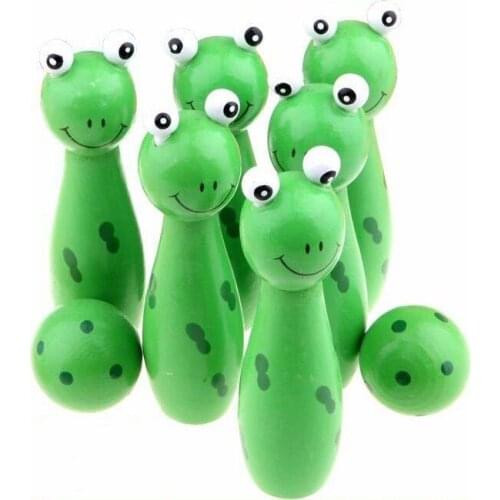 Toys small bowling toy Wooden Children Toys Small Bowling Multi-function Folding Cartoon Motifs Parent-child Toy Unisex