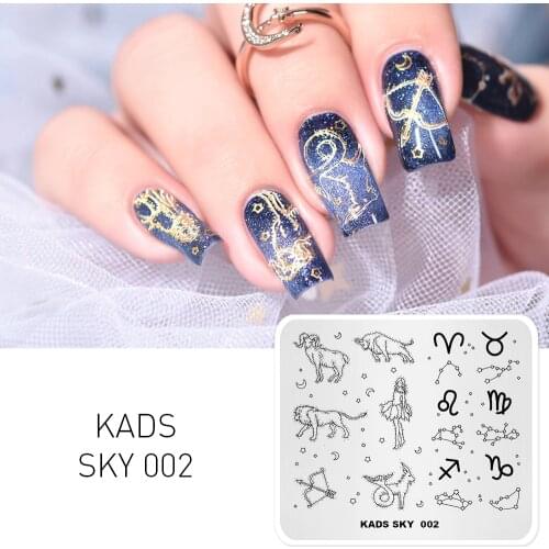 KADS New Arrival Sky 002 Design Magic World Constellation Pattern Print Stencil Nail Stamping Plate For Nail Art Decoration