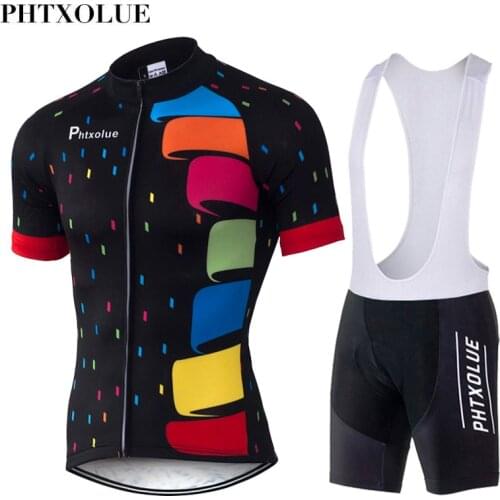 Phtxolue Cycling Jerseys Sets Breathable Bike Cycling Clothing Polyester Quick-Dry Bicycle Clothes QY048