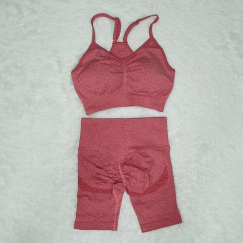 2021 New 2PCS Women Seamless yoga sets Fitness Sports Suits GYM Clothing Yoga bra+High Waist shorts Workout Push up Pants tops