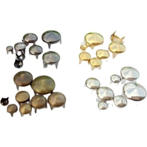 4-12mm Cone Tent Brass Garment Rivet Nail Head 4 Claws Stud For Leather Craft Hat Shoe Clothe Jeans Chocker Punk Accessories