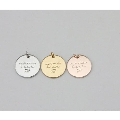 Mama Bear Disc Charms Pendant For Jewelry Making DIY Jewelry Findings Gift For Mother Women