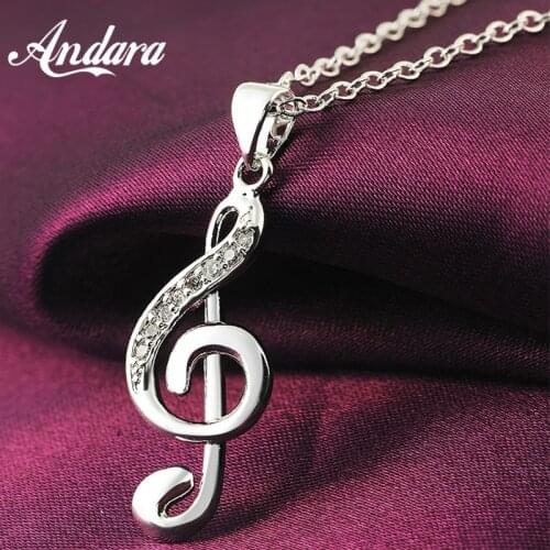 Fashion Simple 925 Silver Necklace Musical Note Pendant Silver Chain Wedding Wedding Jewelry Gift
