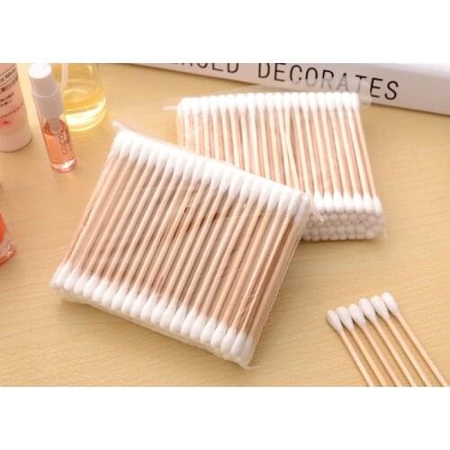 100pcs/Set Double Head Wood Cotton Swab Set Kit Makeup Cotton Buds Tip For Medical Sticks Nose Ears Cleaning Health Care Tool
