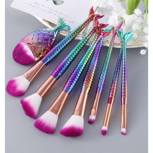 BANFI 8pcs Fish tail Makeup Brushe Suitable for childrens large-scale party makeup tools eyeshadow Kawaiis beauty brush