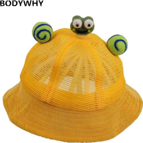 Baby Bucket Hat Thin Section Breathable Net Cap Parent and Child CHILDRENS Cartoon Bean Sprouts Small Yellow Hat Sun Hat