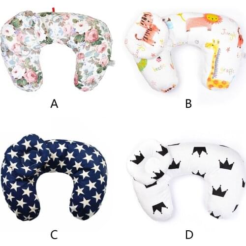 Cute U-Shaped Soft Comefortable Breastfeeding Nursing Pillow Cushion Positioner with Small Headrest for Infant Newborn Babies