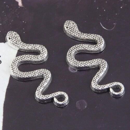 10pcs/lot Silver Color Charms Snake DIY Findings Jewelry Accessories Handmade 31x14mm